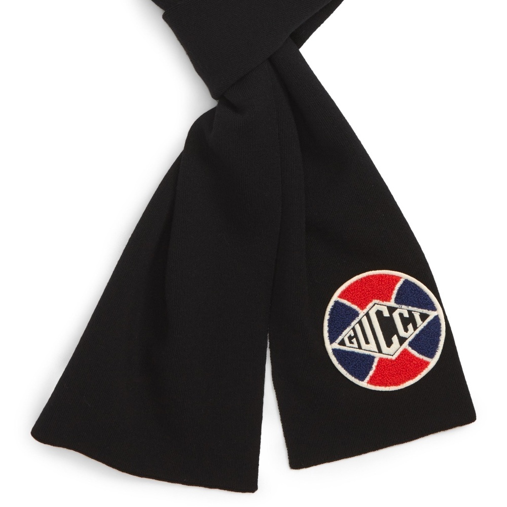 GUCCI GAME LOGO PATCH WOOL SCARF BASEBALL MLB